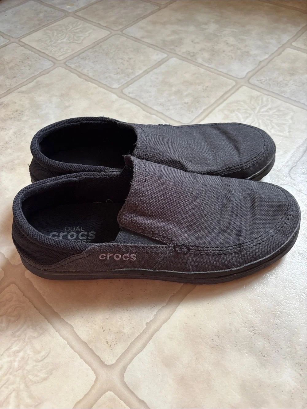 Crocs Black Santa Cruz Playa | Dual Comfort Slip On Loafers | Men's 11 #204835